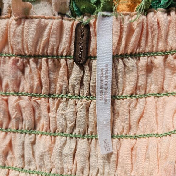 FREE PEOPLE Sophia Jumpsuit XL Floral Avocado Combo Smocked Missing Stra… - Picture 9 of 12